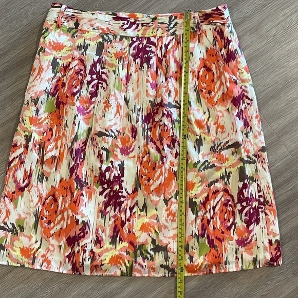 Liz Claiborne Women’s Midi Skirt Pink Size 12 100% Cotton Colorful Floral Flowy - Picture 12 of 13